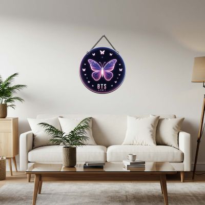 BTS Army Logo Butterfly Wall Hanging K-Pop Themed Room Decor for Bedroom & Kids Room Birthday Gift for BTS Fans Wall Art Decor